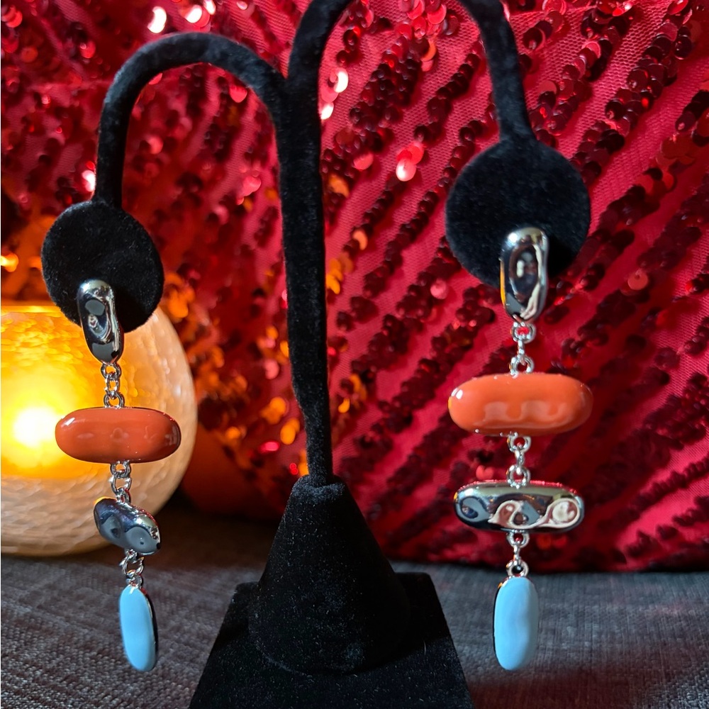 paparazzi Orange and Light Blue Dangle Earrings
